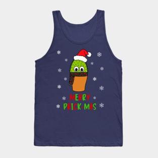 Merry Prick Mas - Cute Cactus With Christmas Scarf Tank Top